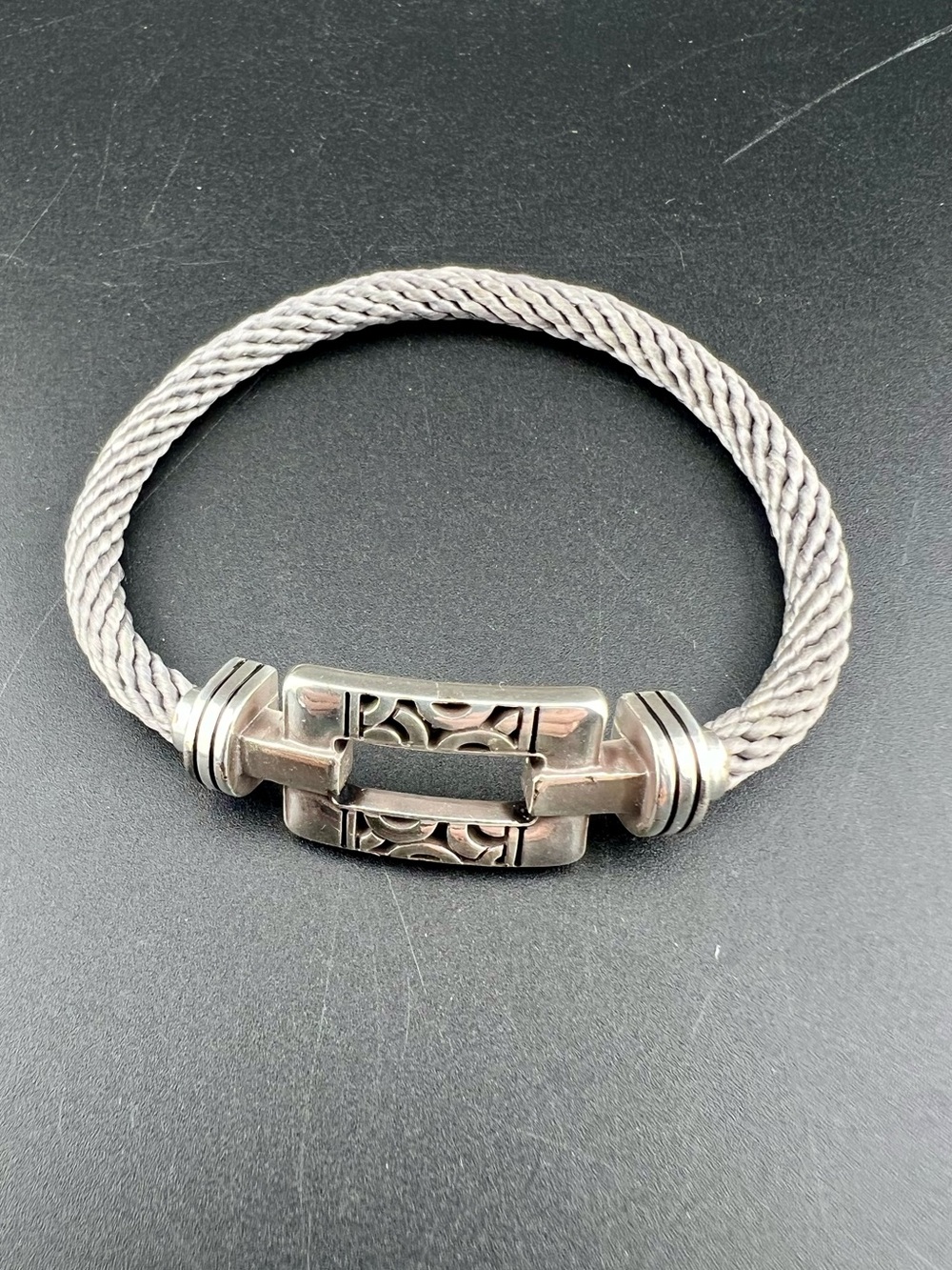 Brighton Charm Holder Bracelet Nylon Band Silver Plated Clasp